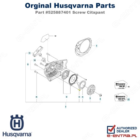 Śruba kasety sprężyny rozrusznika pilarki Husqvarna