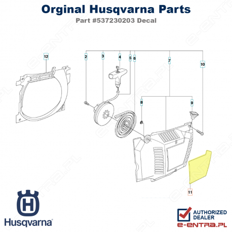 Naklejka rozrusznika pilarki Husqvarna 365