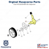 Wspornik koła, regulator wysokości lewy kosiarki Husqvarna J55 S, J55 SL, R53 SV, McCulloch M51-, M53-,