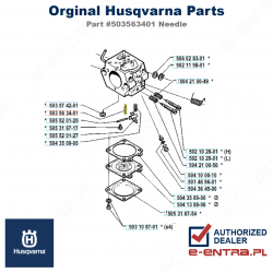Zawór iglicowy gaźnika pilarki Husqvarna 36, 42, 340, 51, 503563401