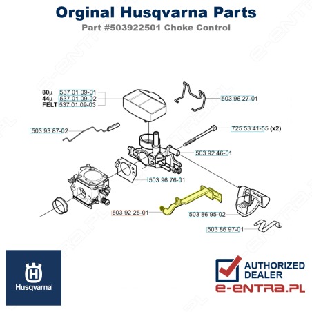Dźwignia ssania pilarki Husqvarna 357XP, 359, 503922501