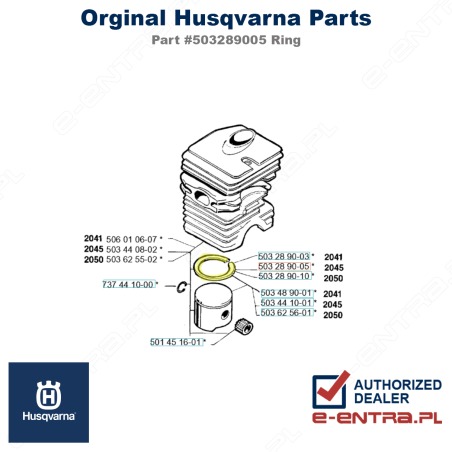Pierścień tłoka 42 MM pilarki Husqvarna