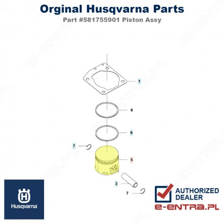 Tłok pilarki Husqvarna 543 XP, 581755901