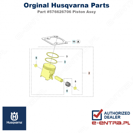 Tłok kompletny pilarki Husqvarna 565, 572XP, 576626706