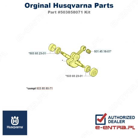Wał korbowy pilarki Husqvarna, kompletny