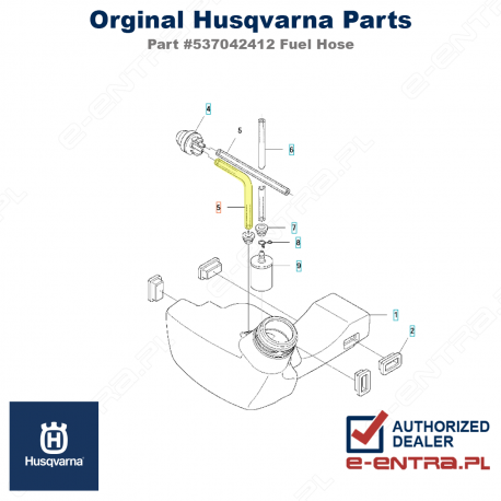 Przewód paliwa wykaszarki Husqvarna 135R, 333R, 535RX, 537042412